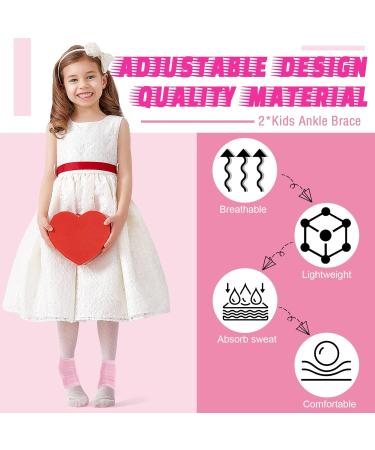 2 Pairs Kids Ankle Brace Set - Pink Foot Support & Stabilizer Wraps for Injury Prevention - Buy Online on GoSupps.com
