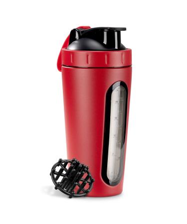 Navaris protein Shaker bottle made of stainless steel - 750ml fitness cup - protein shaker - Sport drinking bottle for protein shake - for training fitness - red 750ml (1 Pack) red