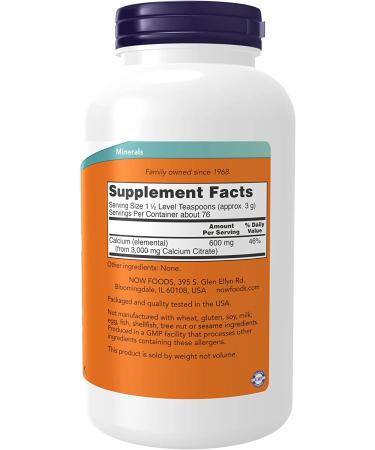 Now Foods Calcium Citrate Pure Powder 8 oz - Supports Bone Health & Absorption - Buy Online on GoSupps.com
