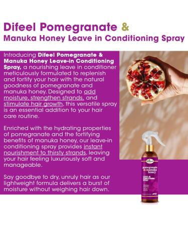 Shop Difeel Pomegranate & Manuka Honey Hair Care Set - Nourishing Shampoo Conditioner Leave-in Spray & Hair Oil - 12oz & 8oz - International Shipping - Buy Online on GoSupps.com