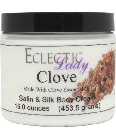 Eclectic Lady Clove Satin and Silk Cream Body Cream Body Lotion 16 oz - Shea Butter Aloe Silk Amino Acids Vitamin E Phthalate-Free Handcrafted in USA - Perfect For Women