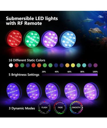 Moxled Underwater Lights - 13 LED RGB Pool Lights with Remote Control | Waterproof Magnetic Decor for Pool Fountain Pond Aquarium & Parties - 4 Pack - Buy Online on GoSupps.com