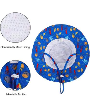 LACOFIA Toddler Baby Sun Hat | Unisex Kids Summer Bucket Hat | Adjustable | 3-7 Years | B-Blue Octopus - Buy Online on GoSupps.com