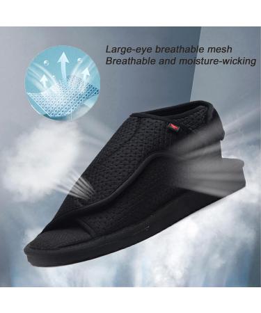 Unisex Open Toe Diabetic Shoes | Adjustable Arthritis Edema Slippers | Medical Cast Shoes for Plantar Fasciitis Bunions & Swollen Feet - Black 7.5 - Buy Online on GoSupps.com