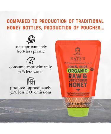 Nature Nate's 100% Pure Organic Raw Honey - 32 oz No-Drip Squeeze Pouches | USDA Certified, No Additives - Buy Online on GoSupps.com