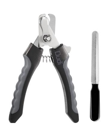 Dudi pet claw scissors for dogs cats - also for rabbits rabbits & guinea pigs - claw cutter with safety mechanism - nail scissors set including claw grinder - large large black/gray