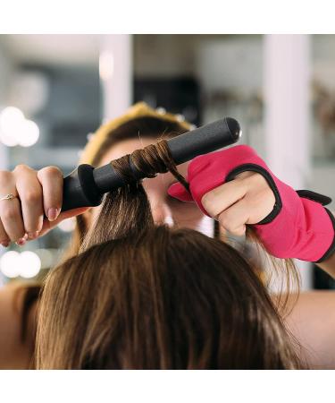 2 Pcs Heat Resistant Gloves for Hair Styling - Curling Wand & Barber Glove Set in Black & Rose Red | Reusable Hair Dye Heat Protector - Buy Online on GoSupps.com