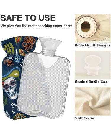 Dia de Muertos Hot Water Bottle - 1L Pain Relief Bag for Headaches & Neck Support BPA-Free - Buy Online on GoSupps.com