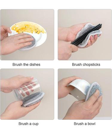 Tainrunse Sponge Wire Dishcloths Double-ply Cleaning Pads 5/10 Pcs Dishwashing Rags for Wet Dry Multipurpose Double-sided Non Scratch Dishcloth Silver 5pcs 5pcs Silver - Buy Online on GoSupps.com