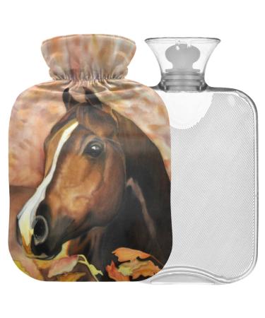 NAANLE hot water bottle with lid painting horse hot water bottle 2 liter hot water bottle for bed handfoot warmer pain relief heat and cold therapy