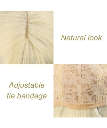 Faelbaty Short Blond Wig - Sea-Through Pony Curly Synthetic Cosplay Wig for Women & Girls - Shoulder Length Costume Wig in White Gold - Buy Online on GoSupps.com