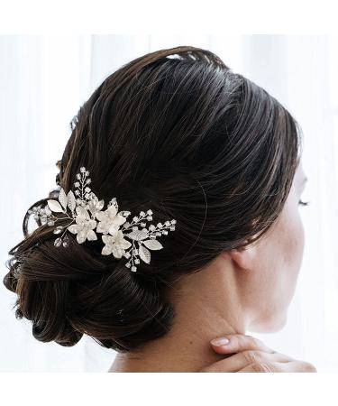 SWEETV Bridal Crystal Hair Comb Clip - Wedding Hair Accessories for Brides, Bridesmaids - Silver - Buy Online on GoSupps.com