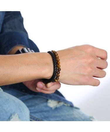 VNOX Custom Engraving Medical Alert ID Bracelet - Two-Strand Braided Leather Cuff for Men & Boys - Diabetes Insulin Wristband - Stylish & Durable - Buy Online on GoSupps.com