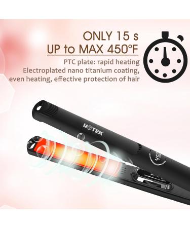 UOTEK 1 Inch Ionic Hair Flat Iron - Professional Hair Straightener with PTC Heating for Home Travel & School - Black - Buy Online on GoSupps.com