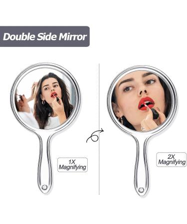 Queekay Clear Double-Sided Handheld Mirror - 1x/2x Magnification Travel-Friendly Cosmetic Mirror for Makeup - Buy Online on GoSupps.com
