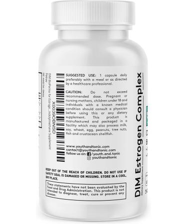 Buy Youth & Tonic DIM BioPerine - Estrogen Metabolism Support Supplement for Hormone Balance | 30 Pills for Men & Women - Buy Online on GoSupps.com