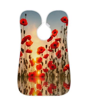 Poppy Sunset Beard Bib Apron | Waterproof Hair Catcher for Men - Ideal for Shaving & Grooming | Non-Stick Beard Cape with Suction Cups | Perfect Gifts for Men - Buy Online on GoSupps.com