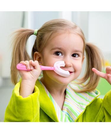 6 Pack Kids U-Shaped Silicone Toothbrushes for Ages 2-8 | Manual Training Toothbrush with Long Handle | Whole Mouth Clean | Blue Pink - Buy Online on GoSupps.com