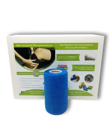 LisaCare fixation bandage set of 12 - 10cm blue - elastic self-adhesive bandage - gauze bandages self-adhesive - people & animals (blue)