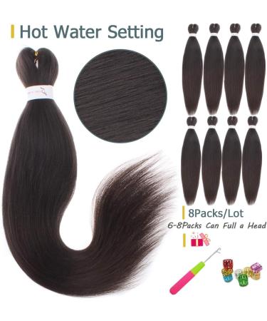 Leeven 8 Packs Pre Stretched Braiding Hair Extension 26'' Yaki Straight Texture Easy Braid Profession Braids for Making Jumbo Braid Hair Pre-stretched Synthetic Hair Extension /26 Inch 4# 26 Inch (Pack of 8) 4# - Buy Online on GoSupps.com