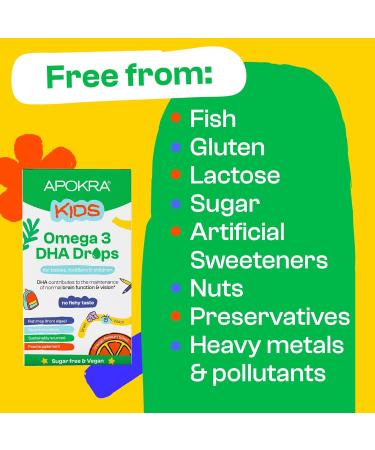 Omega 3 Vegan DHA drops for children bundle 50 ml no fish flavor preservative free and sugar free Sustainable algae alternative to fish oil APOKRA Kids 3 - Buy Online on GoSupps.com