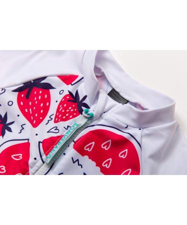 BONVERANO Baby Girl Swimsuit UPF 50+ Sun Protection | Full-Length Zipper & Sun Cap | 12 Months | Strawberry - Buy Online on GoSupps.com