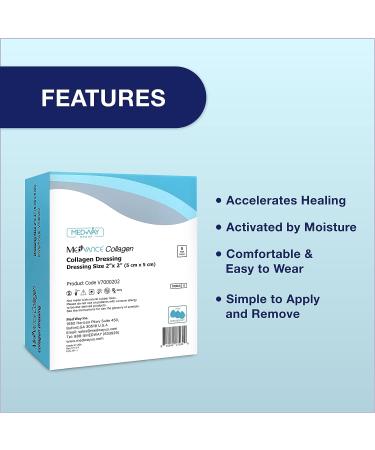MedVance Collagen Dressing Pads - Comfortable and Long Lasting Wound Protection (2x2, Box of 5) - Buy Online on GoSupps.com