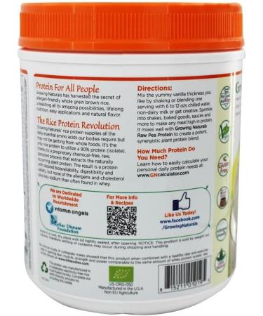 Organic Vanilla Rice Protein Powder - Growing Naturals | 2 lbs - Buy Online on GoSupps.com