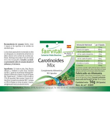 Buy Fairvital Carotenoid Mix - High Dose Vegan Capsules - 90 Natural Carotenoids & Anthocyanins - International Shipping - Buy Online on GoSupps.com
