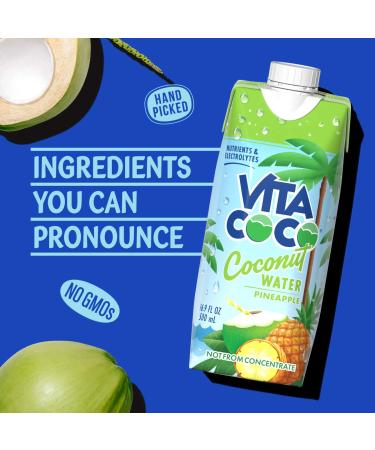 Vita Coco Pineapple Coconut Water 16.9 fl oz (Pack of 12) | Gluten Free Hydrating Electrolyte Drink - Smart Coffee & Soda Alternative - Buy Online on GoSupps.com