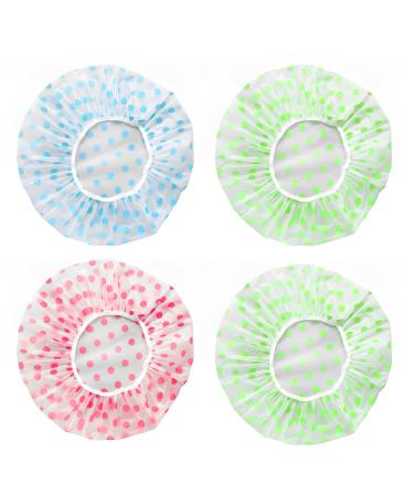 Luoshapucy shower hood 4 pieces Elastic waterproof shower hood women reusable plastic shower cap for girls women cosmetics at home hotel travel (blue green pink) - Buy Online on GoSupps.com