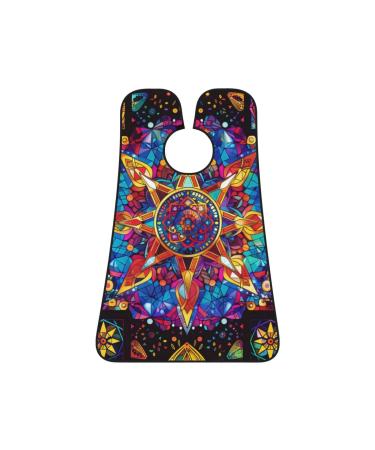 colorful pattern Print Beard Bib Apron Non-Stick Beard Men's Hair Catcher for Shaving Gifts for Men. One Size Black5