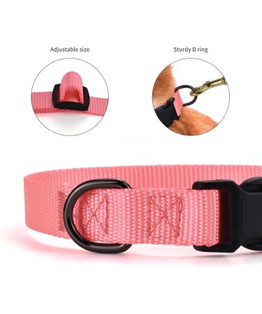 Audwud Thick Nylon Neck Band Dog Collar - Adjustable Classic Design in Baby Pink | Sizes for Small Medium & Large Dogs - Shop Now! - Buy Online on GoSupps.com