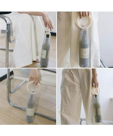 YANIYA Trendy Beverage Bag Expandable Mesh Pocket Wine Portable Insulation Cup Bag Water Bottle Holder Handwoven Gift Water Bottle Insulation Bag Brown - Buy Online on GoSupps.com