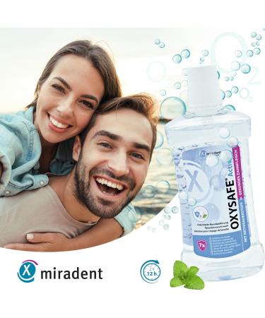 Miradent Oxysafe Active +F Mouthwash 500ml | Antibacterial Fluoride Active Oxygen | Protects Teeth & Gums Fights Bad Breath Non-Alcoholic - Buy Online on GoSupps.com