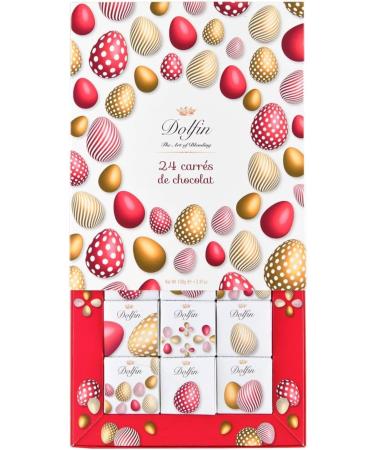 Dolfin | 24 Carr P ques Chocolat Lait & Fondant | Chocolats Bo te Cadeau en 6 Saveurs Diff rentes - 1 x 108 Gr - Buy Online on GoSupps.com