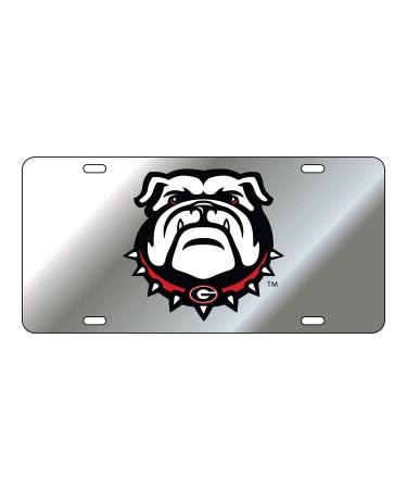 Sports Addiction Georgia Bulldogs New Bulldog Logo Mirror Laser License Plate Tag - Silver Background