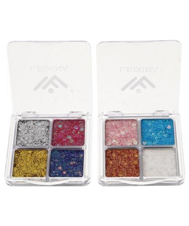 Healeved 2Pcs Glitter Eye Shadow Stage Show Eye Makeup Women Makeup Shiny Eyeshadow Women Cosmetics Supplies