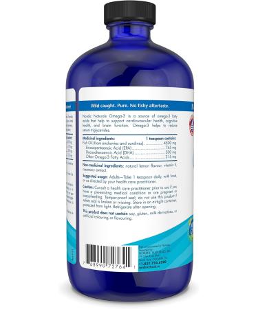 Nordic Naturals Omega-3 Liquid - Aids in Cognition and Heart Health Lemon Flavor 473 mL 473 ml (Pack of 1) - Buy Online on GoSupps.com