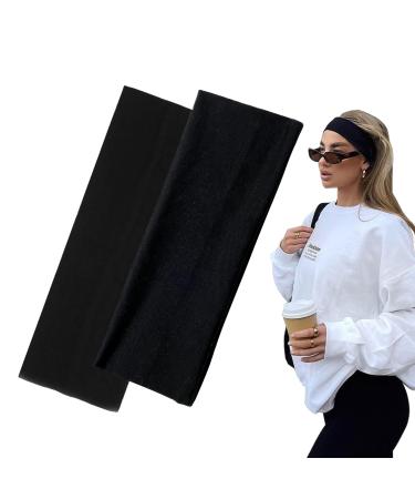 7cm Wide Black Headbands for Women Men Yedtreg 2pack Fashion Head Bands for Women's Hair Soft Fabric Stretchy Hair Bands for Makeup Yoga Running Sports (2XBlack) A-2xBlack - Buy Online on GoSupps.com
