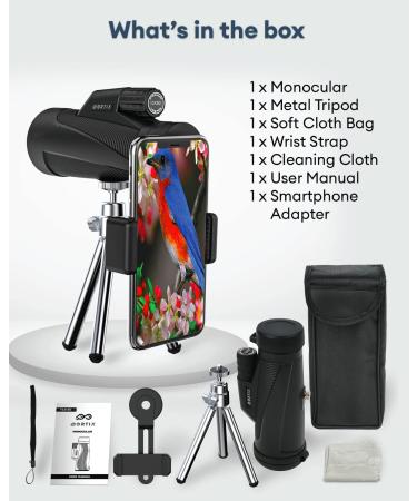 2023 High Powered Monocular Telescope with Smartphone Adapter & Tripod - BAK4 Prism, Clear Low Light Vision for Wildlife Hunting, Camping, Traveling - Buy Online on GoSupps.com