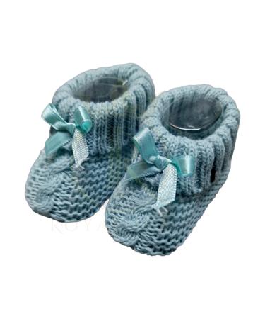 Royal Icon Newborn Baby Boys Girls Booties Baby Booties with Bow Soft Knitted Baby Bootees 0-3 Month Newborn Booties for Babies Ideal for Indoor and Outdoor Use RI354 3 Months Blue Green