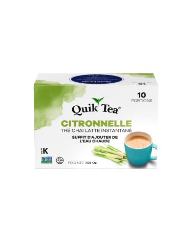 Quik Tea Lemongrass Chai Tea Latte - 10 Count Single Box - All Natural & Preservative Free Instant Chai