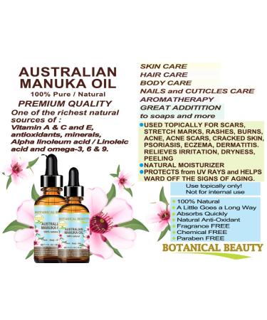 Buy 100% Pure Manuka Oil - Cold Pressed Virgin Carrier Oil for Skin Hair & Nails - 0.5 Fl. oz by Botanical Beauty - Buy Online on GoSupps.com