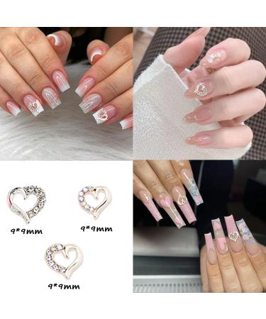 28PCS Heart Nail Art Charms Set - Gold & Silver Metal with Rhinestones & Pearls - Luxurious Nail Supplies for Women & Girls - DIY Nail Accessories - Buy Online on GoSupps.com