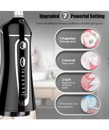 Cordless Water Flosser for Teeth - FZCOK Rechargeable Oral Irrigator with 7 Clean Settings Portable & Waterproof - Ideal for Adults & Braces - Long Battery Life (Black - Buy Online on GoSupps.com