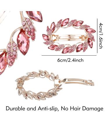 inSowni 4 Pack Gold Glitter Sparkly Jeweled Gems Leaf Metal French Barrettes - Hair Clips for Women Girls - Buy Online on GoSupps.com