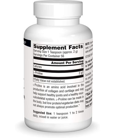 Source Naturals L-Proline Powder 4 oz - Premium Amino Acid Supplement - Buy Online on GoSupps.com
