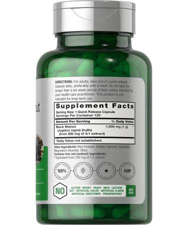 Black Walnut Hulls 1000mg Capsules | 120 Count | Non-GMO & Gluten Free - Horbaach - Buy Online on GoSupps.com