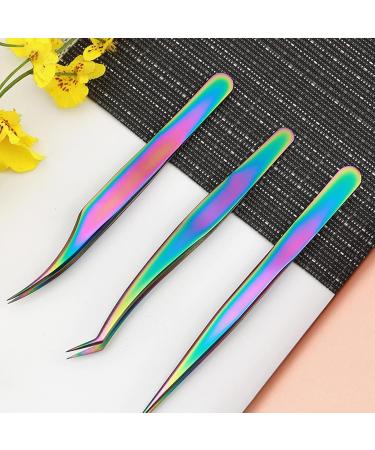 Eyelash Extension Tweezers Set - 3-Piece Stainless Steel Lightweight Makeup Tools for Home & Salon - Perfect for False Eyelashes - Buy Online on GoSupps.com